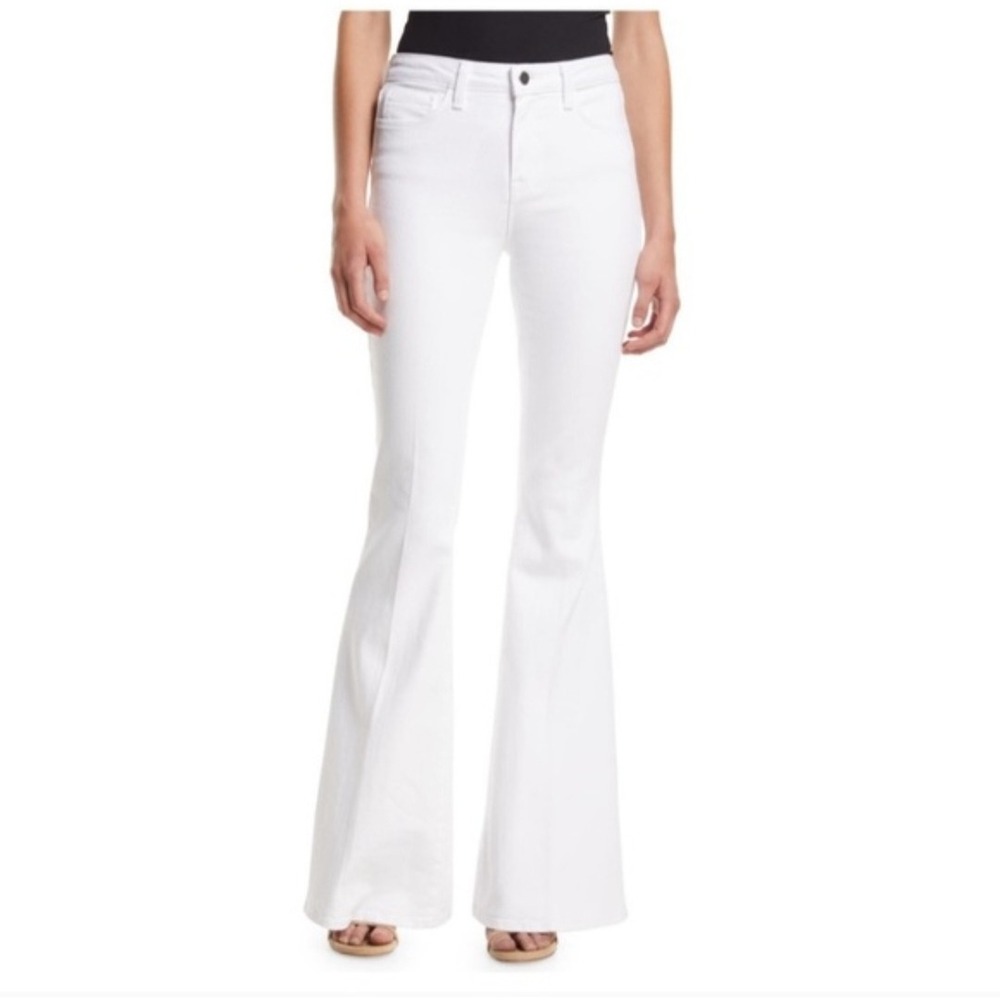 L'AGENCE Solano Big Flare White High Rise Jeans Size 28 Neutral Minimalist